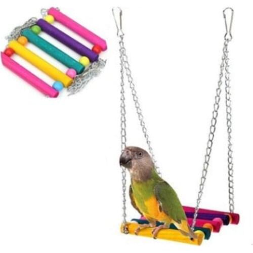 Pet Bird Swing Toys Pet Hanging Swing for Parrot Parakeet Perches Hanging Cage Toy Cockatiels Macaws Finches Colorful