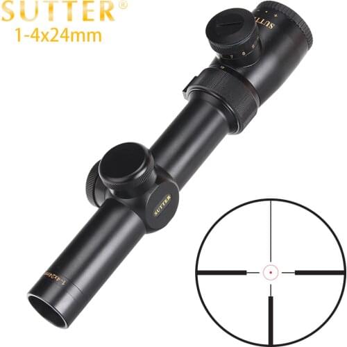 SUTTER 1-4X24 Compact Hunting Riflescopes R12 or R29 Glass Reticle Red Illuminate Sight Turrets Reset Tactical Rifle Scope
