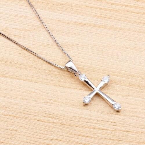 S925 Pure Silver Pendant Woman Drilling Cross Pendeloque Cut Concise Accessories Short Fund Clavicle Pure Silver Necklace sp90