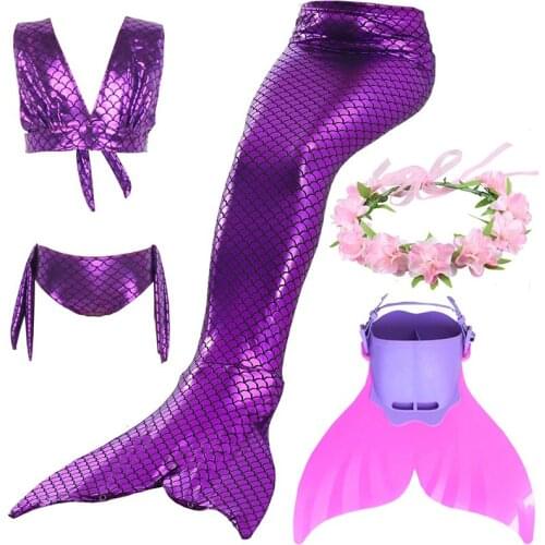 Girls Swimming Mermaid Tail With Fin Children Holiday Swimsuit Bikini Kids Mermaid Princess Dress Cosplay Costume