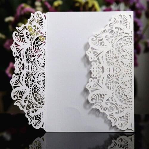 Laser card invitation envelop white pink purple grey yellow event party supplies paper invites