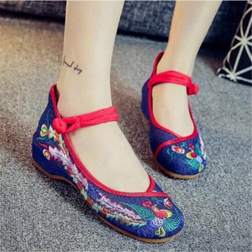 Summer Ladies Walking Fashion Veowalk Handmade Mules Shoes Womens Comfortable Chinese Ballerinas Vegan Embroidery Shoe Big EU43
