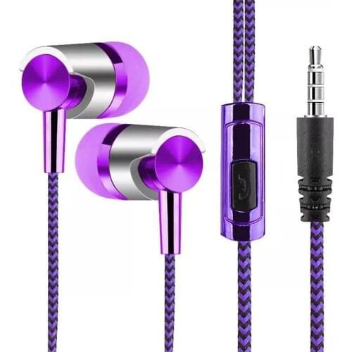 In-ear Earphones Heavy Bass Nylon Cable Sturdy Tensile Earphones With Microphone Universal Portable Earphone