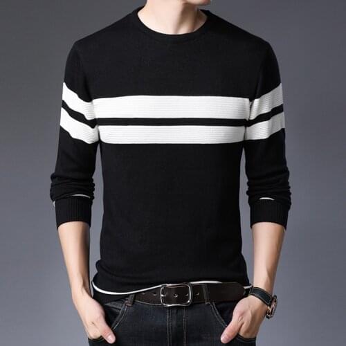 2020 New Fashion Brand Sweater Mens Pullover Striped Slim Fit Jumpers Knitred Autumn Korean Style Casual Men Clothing Plus Size