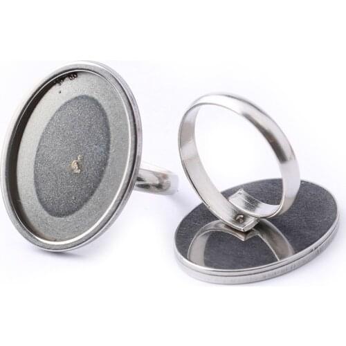 Reidgaller 5pcs oval cabochon ring base 18x25mm stainless steel adjustable rings bezel blanks diy jewelry making accessories