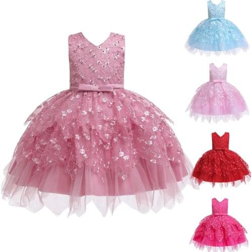 Baby Kids Pearl Princess Baptism Party Tutu Dress For Girls Infant Girls Christening Birthday Dress Toddler Carnival Vestidos