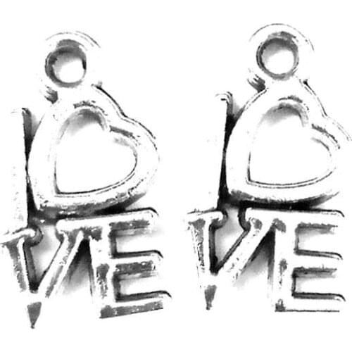 100pcs Love charms pendant 12mm antique silver ornament accessories jewelry making craft base material