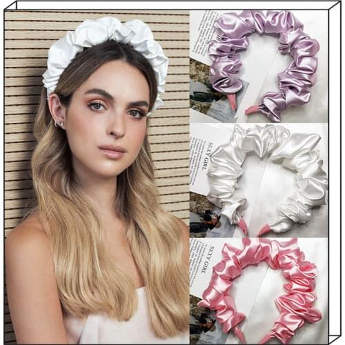 2021 new imitation silk wrinkle hairband large size headband all-match hair accessories face pressure hair band