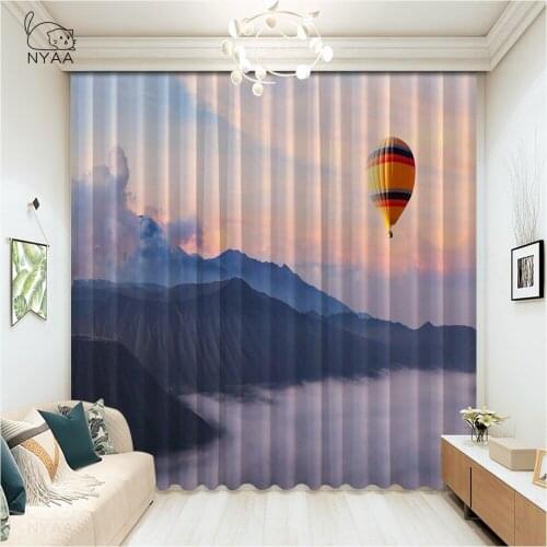 Beautiful View Of Mountain With Hot Air Balloons Curtain Cafe Curtains For The Window Curtains To The Living Room Micro Shading