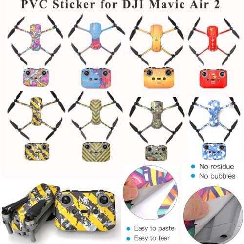PVC Stickers Waterproof Decals for DJI Mavic Air 2 Decal Sticker Drone Body RC UAV Batteries Anti-scratches Protection Film Skin