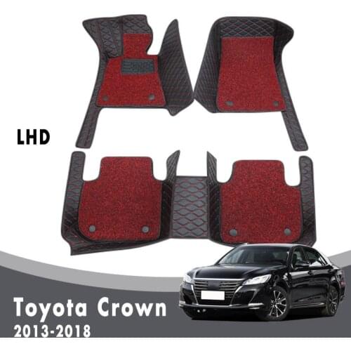 Luxury Double Layer Wire Loop Carpets For Toyota Crown 2018 2017 2016 2015 2014 2013 Car Floor Mats Interior Leather Accessories
