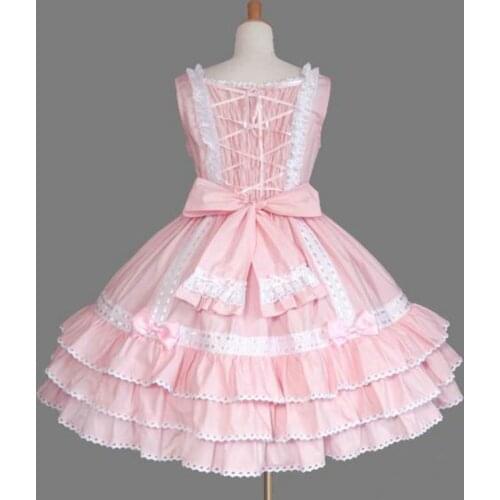 Pink sweet lolita dress kawaii girl lace bowknot ball gown victorian dress retro palace princess gothic lolita loli jsk cos