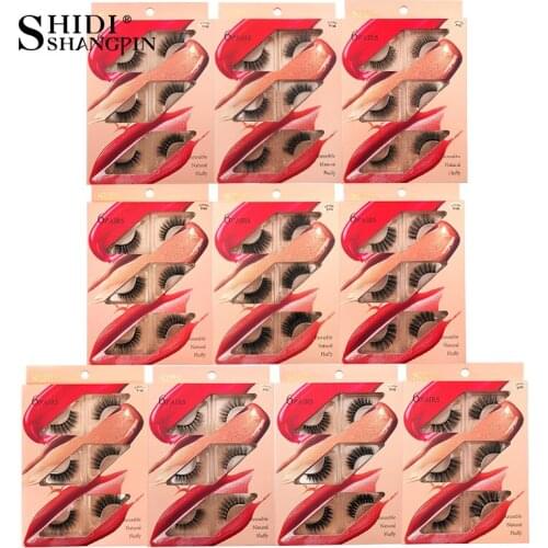 SHIDISHANGPIN 6 pairs wispy natural false eyelash soft volume 3d mink lashes fluffy cilios makeup eyelashes extension faux cils