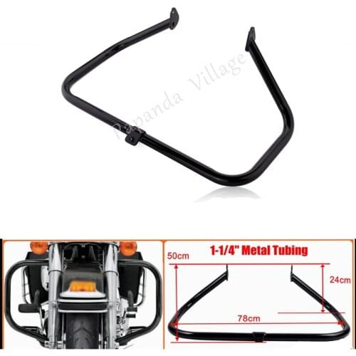 Steel Black Motorcycle Engine Guard 1-1/4" Highway Crash Bar for Harley Touring Ultra Road King Street Glide FLHX 1997-2008