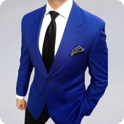 Royal Blue Men Suits for Wedding Wide Peaked Lapel Groom Tuxedos Custom Made Mens Classic Suits with Pants Ternos 2Piece Jacket