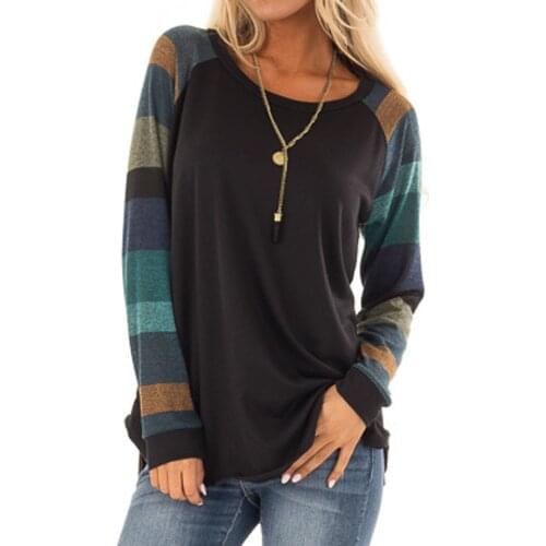 Women T-Shirt Harajuku Top Casual Stripe long sleeve T shirt women Loose Ladies Tshirt Streetwear tee shirt femme 2021 Tops