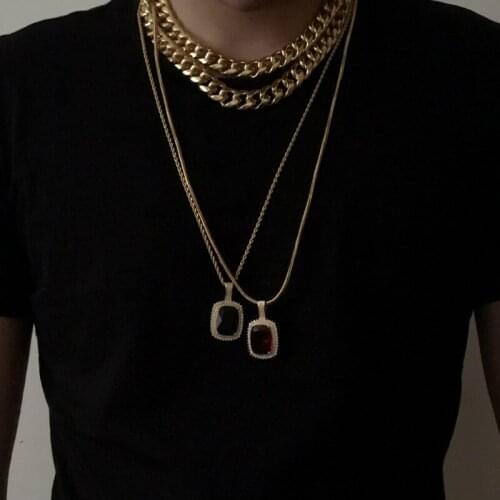 Fashion Women Geometric Chain Crystal Gem Pendant Multilayer Necklace Party Wedding Fashion Jewelry Accessories