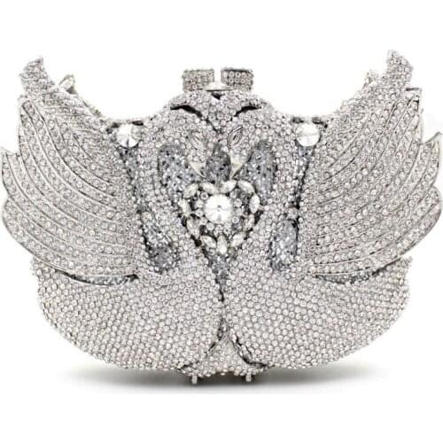 Bee In Fly Luxury Diamante Evening Bags Swan Colorful Clutch Bags Women Party Purse Dinner Bags Crystal Handbags