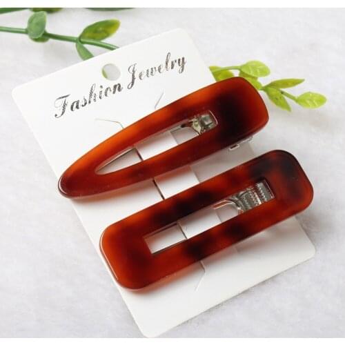 2pcs Vintage Hollow Hair Clip For Women Tortoise Textured Geometric Water Drop Duckbill Barrette Hairpin Hair Accessories