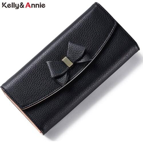 Deisgner Bow Women Wallets Large Capacity Clutch Wallet Female Matte Pu Leather Card Holder Phone Pocket Ladies Long Purse