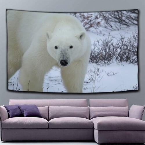 Animal Polar Bear Wall Tapestry Home Decoration Wall Carpet Rectangular Modern Printing Fabric Yoga Mat Blanket Tapestry