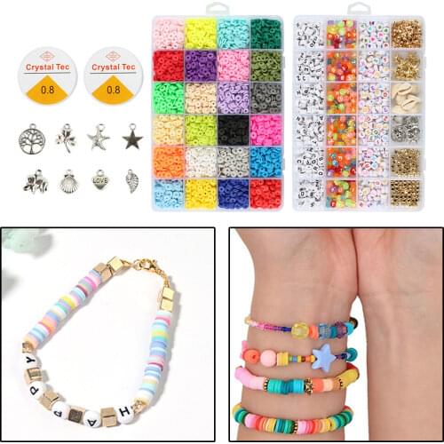 1Box Polymer Clay Beads Pendant Charms Jump Rings for DIY Bracelets Necklace Jewelry Making Earring Finding Beading Supplies