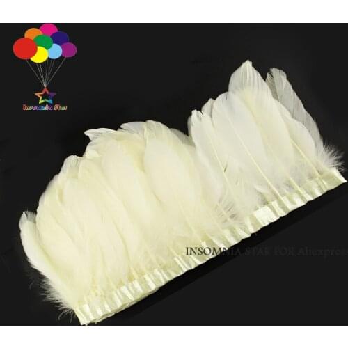 2M goose feather trim fringe ribbon Light Yellow tape used cloth accessories