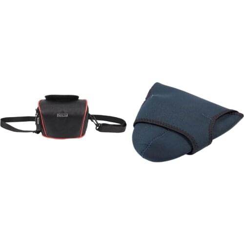 2 Pcs Waterproof Protector Camera Cover Bag Pouch M for DSLR, Blue Black & Black Red