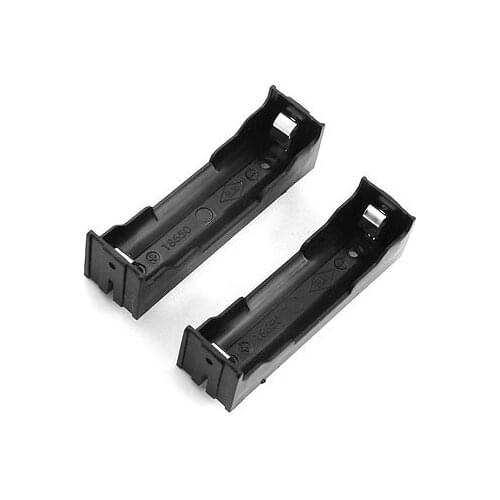 2Pcs 2Pin Black Plastic 1 x 3.7V 18650 Battery Holder Box Container