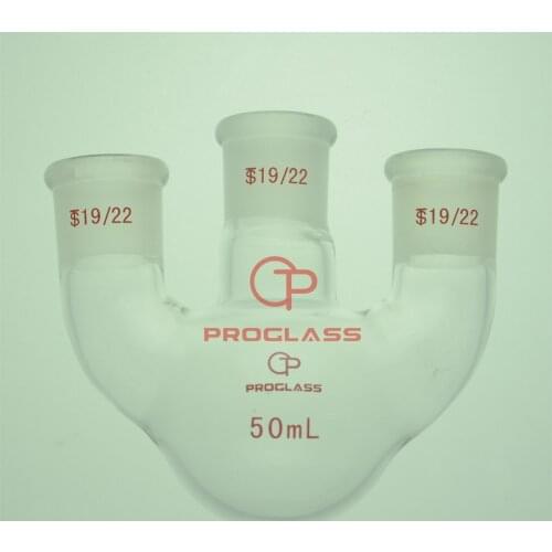Three Necks Round Bottom Flask ,HAND BLOWERING,50mL,19/22 Joints