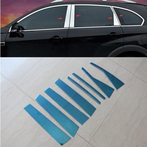 8pcs Chrome Central Window Pillar Posts Cover Trim For Chevrolet Captiva 2012 2013 2014 2015 Car styling