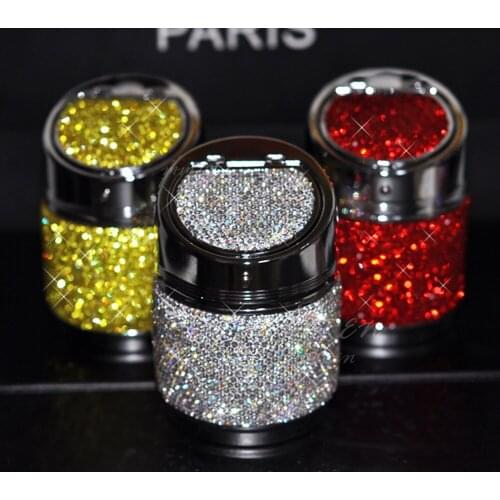 Car Ashtray Silver Gold Crystals Ashtray Universal for Auto Interior Accessories