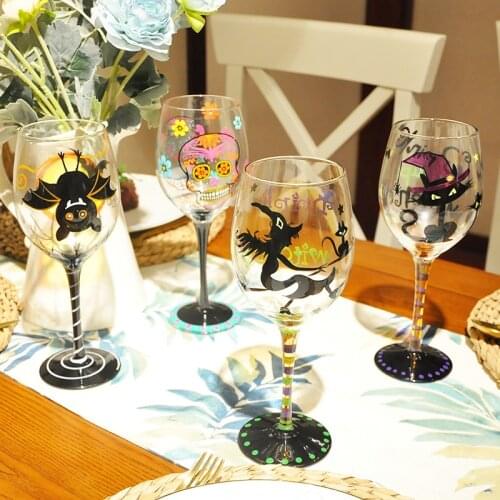 Europe Cartoon Hand Painted Colorful Wine Glasses Crystal Red Wine Glass Goblet Home Bar Party Drinkware Supplies Wedding Gifts