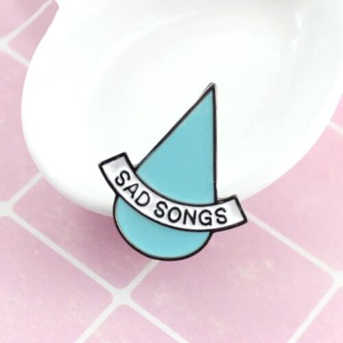Blue Water Drops Tears Sad Songs Pins Brooch Enamel Lapel Cartoon Backpack Coat Badge T-shirt Jeans Jewelry Brooches Gift