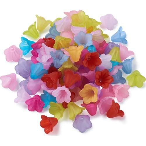 100pc Transparent Acrylic Beads Dyed Flower beads for DIY Jewelry Accessories Making Necklace Handicrafts Supplies Mixed Color