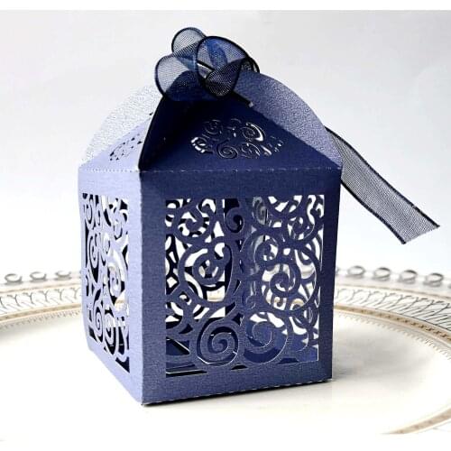 Baby Shower Box Hollow Die-Cut Floral Favor Boxes Heart Shaped Baby Shower Candy Boxes Wedding Gift Boxes Party