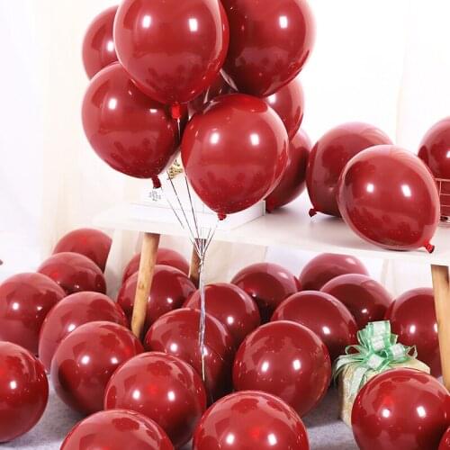 100PCS 10 Inch Garnet Red Matte Double-Layer Ruby Red Balloon Wedding Birthday Party Decoration Supplies Festival Balloon