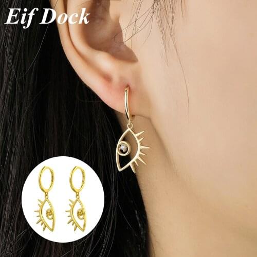 Eif Dock Fashion Gold Color Evil Eye Hoop Earrings Hight Quality Eye Earrings for Women Korean Fashion Jewelry 2021