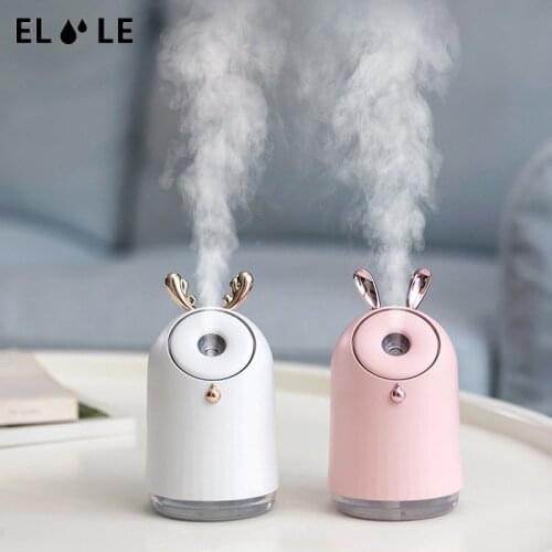 ELOOLE USB Rabbit Humidifier With Battery Essential Oil Diffuser Aromatherapy LED Light Wireless Humidifier Mist Maker Gift