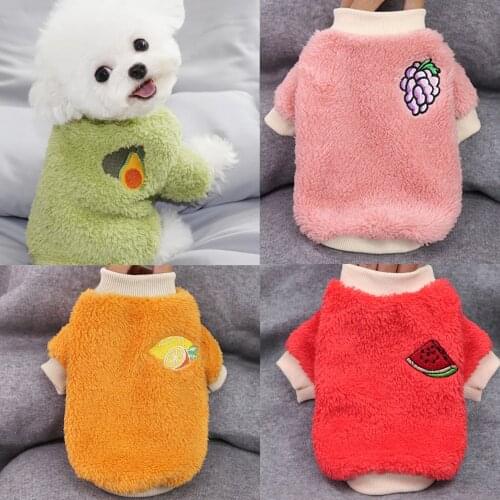 Fleece Pet Clothes For Dogs Cute Fruit Pattern Small Dog Hoodies Winter Warm Sweater Coat Puppy Shirt Outfit Sweatshirt for Cats