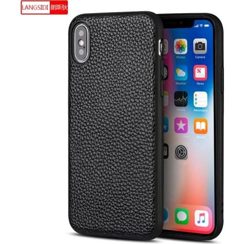 Original Leather Case for iPhone 8 8Plus 7 7plus 6s plus 6 soft Silicon Edge Protection Litchi Texture Cover For iphone x xs max