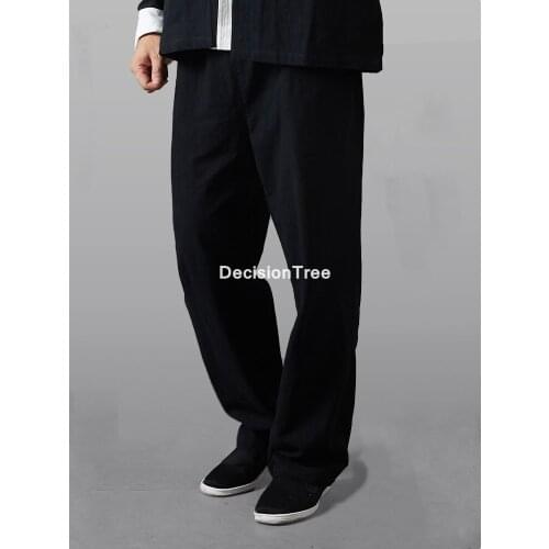 2021 men chinese style cotton linen loose pants male casual kung fu tai wushu pants trousers jogger pants men loose trousers