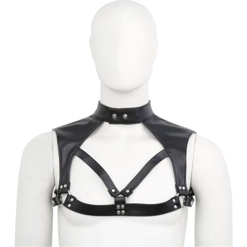 Male Leather Crop Tops Sexual Chest Harness Men BDSM Gay Clothing Body Cage Harness Belts Feisth Gay Bondage Underwear for Sex
