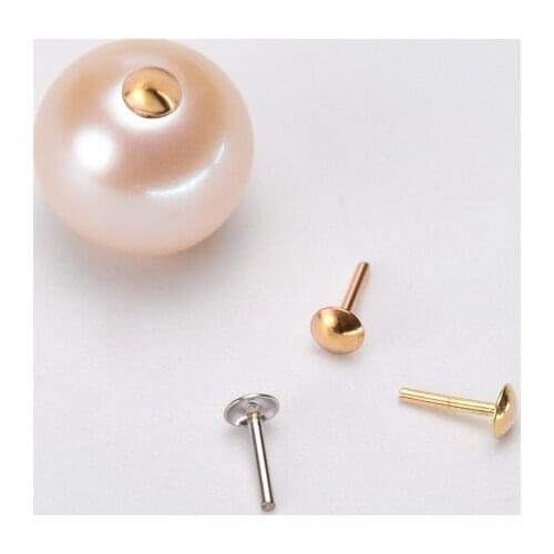 FIRST SHOW DIY Bead Caps G18K Yellow Gold Pearl Round bottom T needle Components/Jewelry Findings/pendant ring sealing T needle