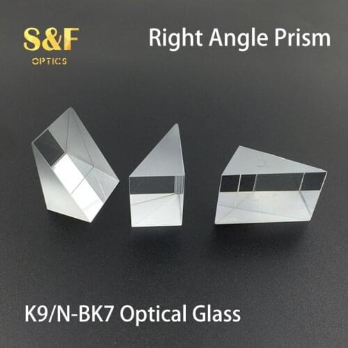 Pack of 2 pcs 20x20x20mm K9 Optical Glass Right Angle Prism for Optical Experiment Instruments