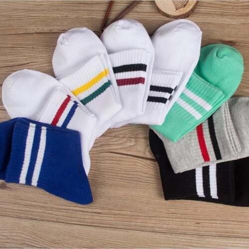Newest Fashion Cotton Sock Casual Women Men Two Lines Short Socks Couples With Harajuku Style Spring Summer High Quality