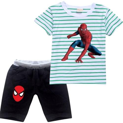 Spider-Man new summer dress European and American style cartoon print casualshort sleeve suit