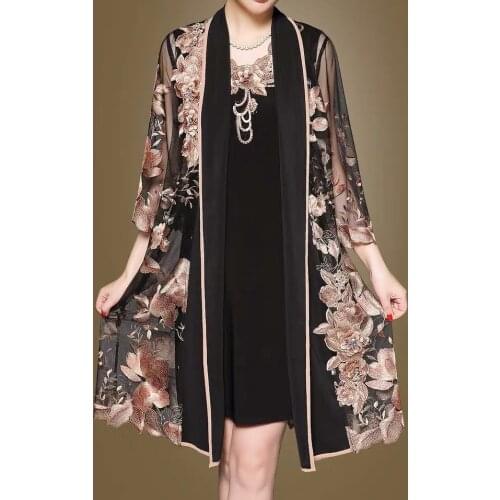 2021 New Spring Summer Mother of The Bride Dresses With Jacket Elegant Formal Gowns Embroidery Mother Party Dresses Women