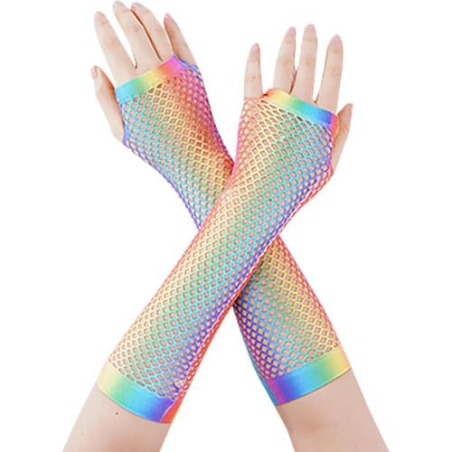 New Fashion Neon Fishnet Fingerless Long Gloves Leg Arm Cuff Party Wear Fancy Dress for Womens Sexy Beautiful Arm 2021