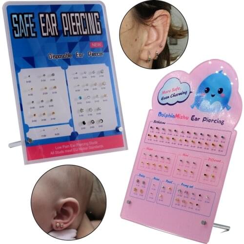 316L Surgical Steel Sterlised Charming earrings Display High Quality Ear Cartilage Tragus Helix Show Board Kit piercing Tool Kit